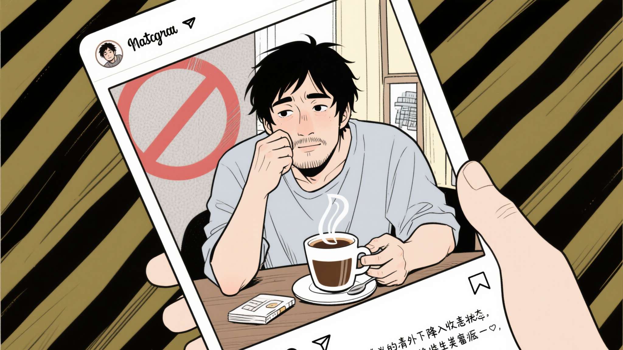 面对封禁，该漫画家没有选择沉默。他在个人社交账号上发布了一段真情流露的文字，描述